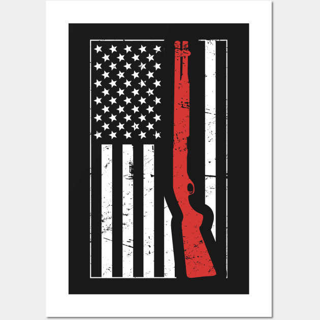 American Flag & Shotgun - Skeet Shooting Wall Art by MeatMan